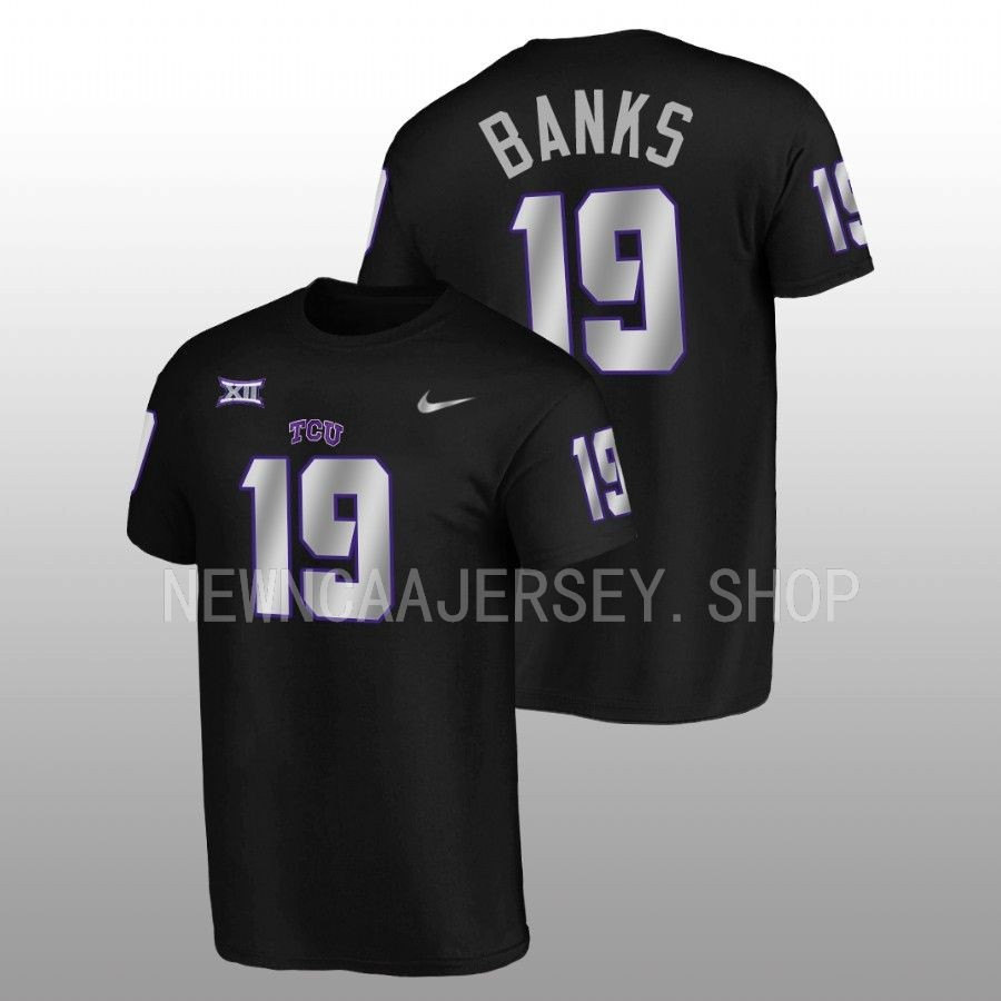 men tcu horned frogs blackout football alternate shadrach banks black t shirt