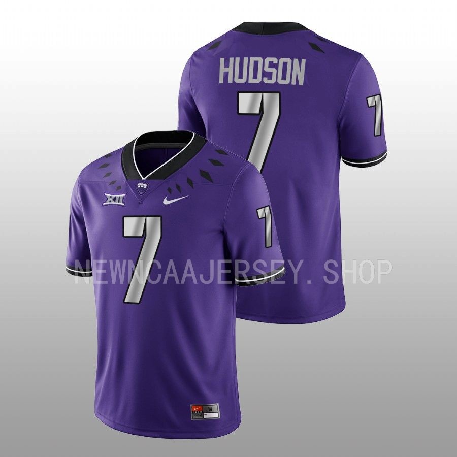 men tcu horned frogs jordan hudson 2022 game untouchable football purple jersey
