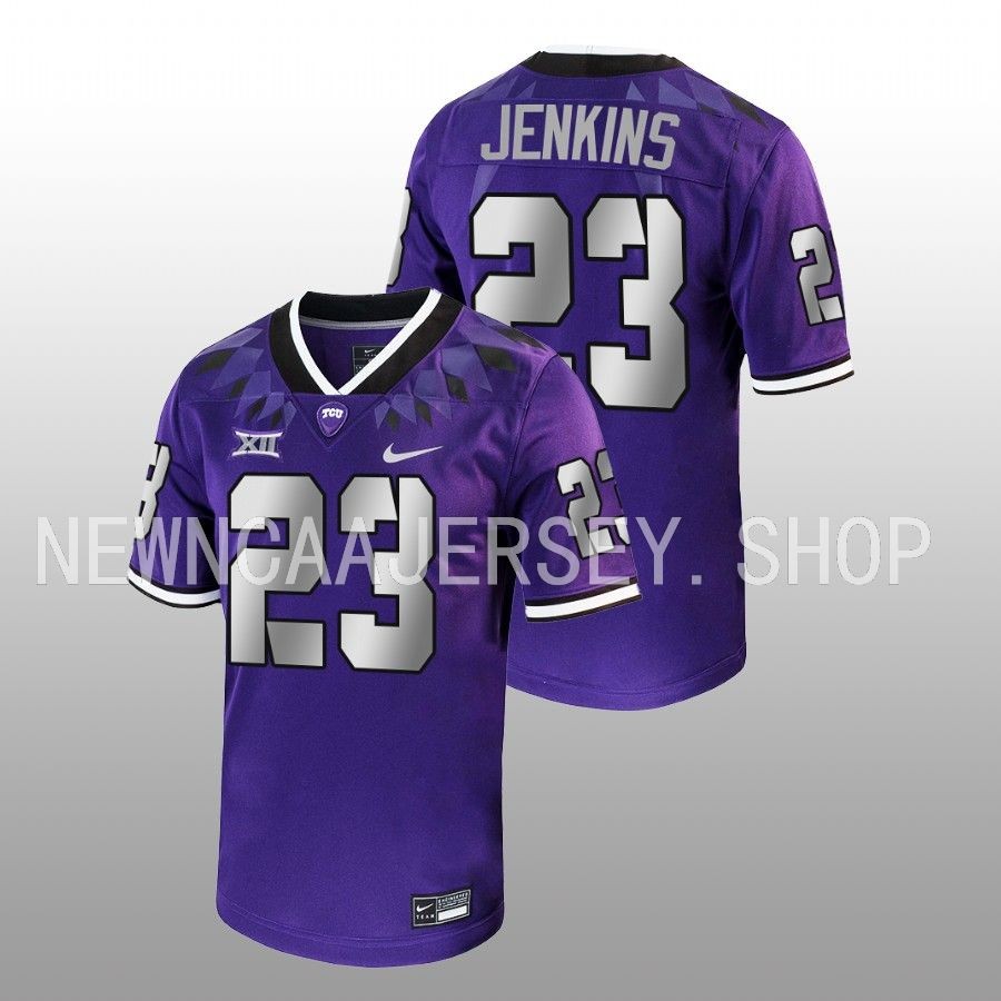 men tcu horned frogs keontae jenkins 2022 23 football untouchable game purple jersey