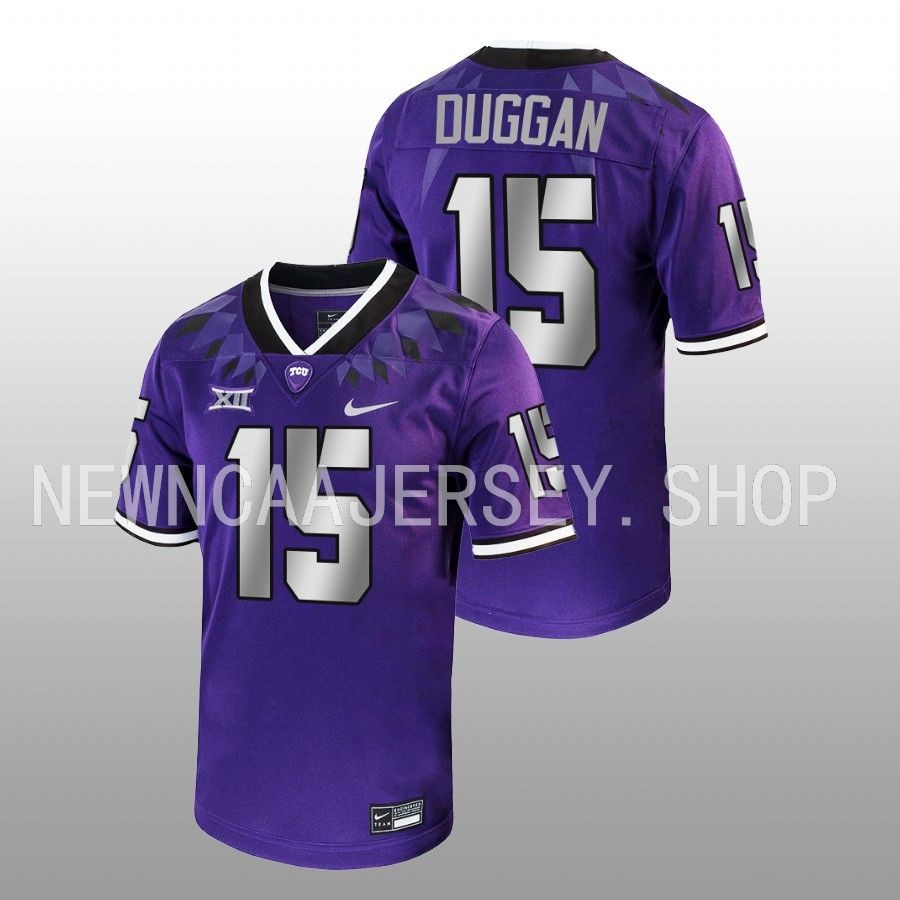 men tcu horned frogs max duggan 2022 23 football untouchable game purple jersey