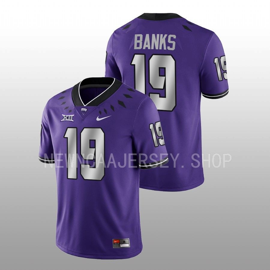 men tcu horned frogs shadrach banks 2022 game untouchable football purple jersey
