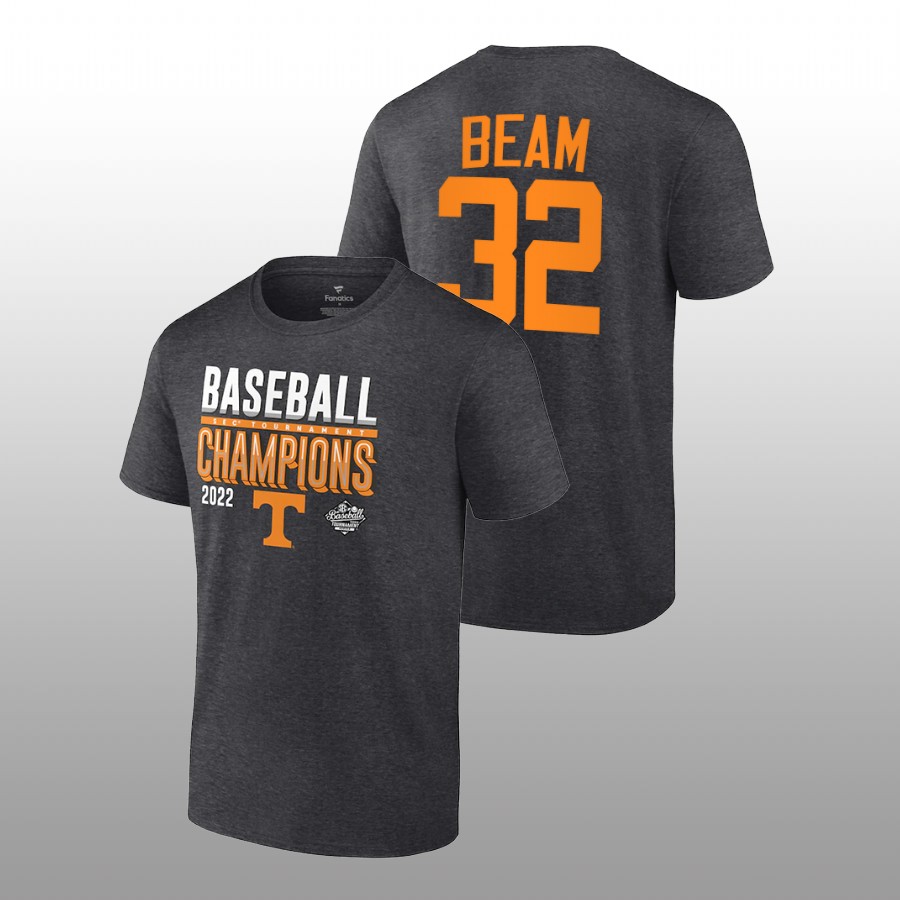 men tennessee volunteers 2022 sec baseball tournament champions locker room drew beam charcoal tee