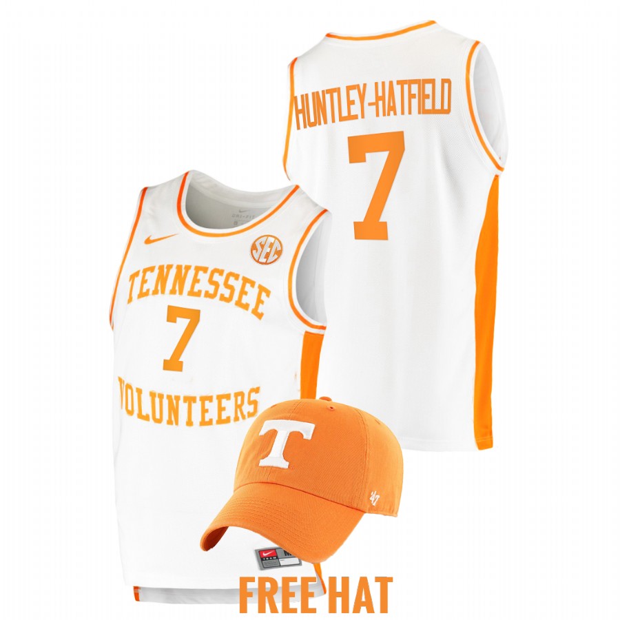 men tennessee volunteers brandon huntley hatfield 2021 22 free hat college basketball white jersey
