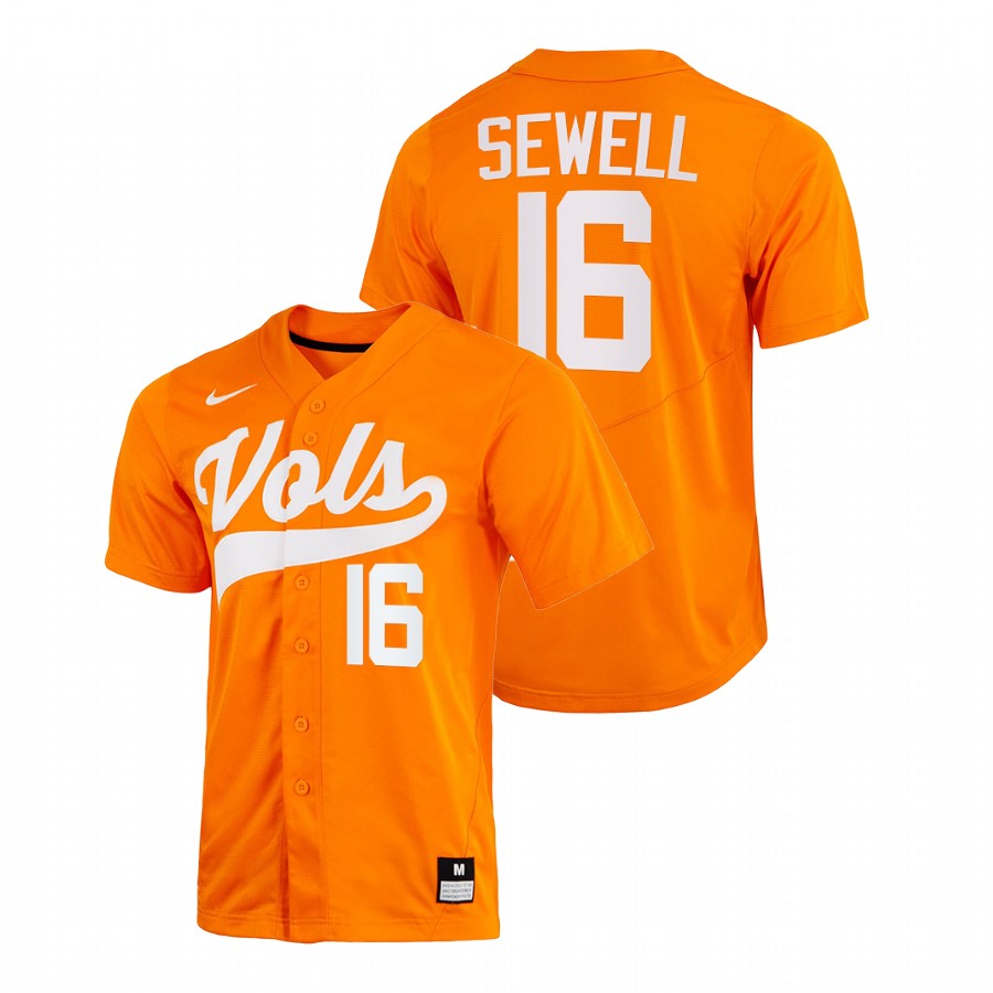 men tennessee volunteers camden sewell orange 2022college baseball home jersey