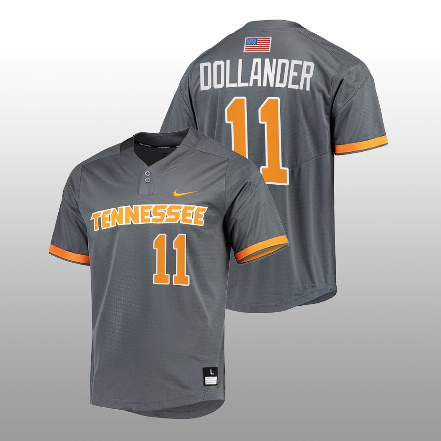 men tennessee volunteers chase dollander grey 2022college baseball jersey