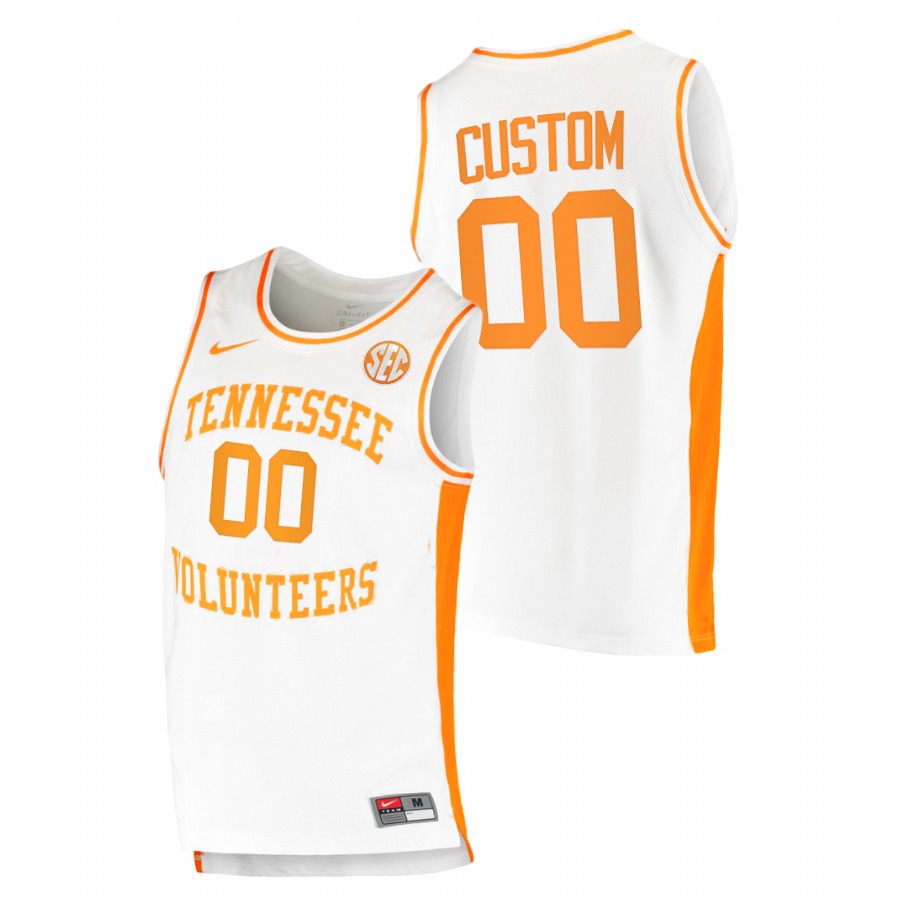 men tennessee volunteers custom 2021 college basketball replica white jersey