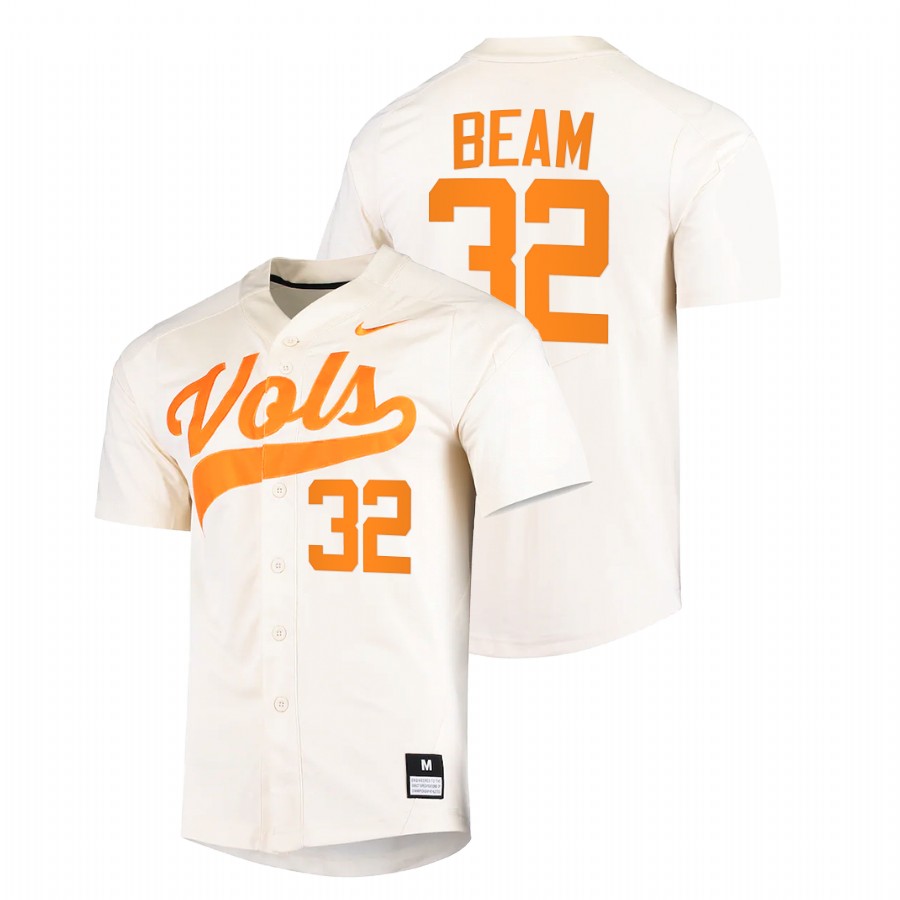 men tennessee volunteers drew beam white college baseball replica jersey