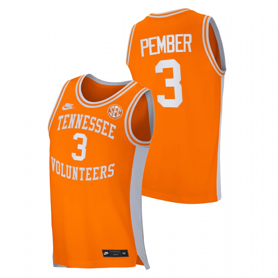 men tennessee volunteers drew pember 2021 college basketball retro orange jersey