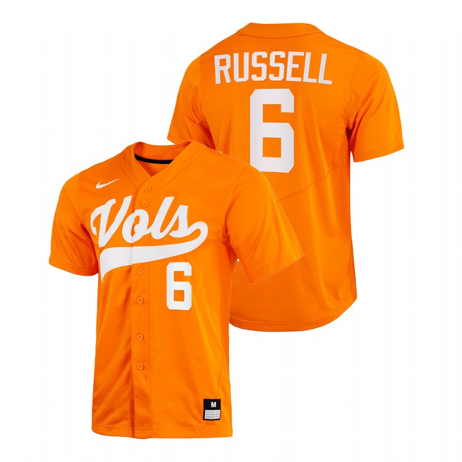 men tennessee volunteers evan russell orange 2022college baseball home jersey