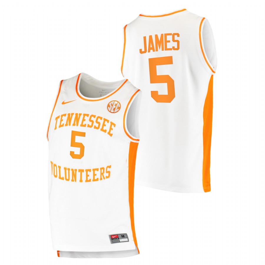 men tennessee volunteers josiah jordan james 2021 college basketball replica white jersey