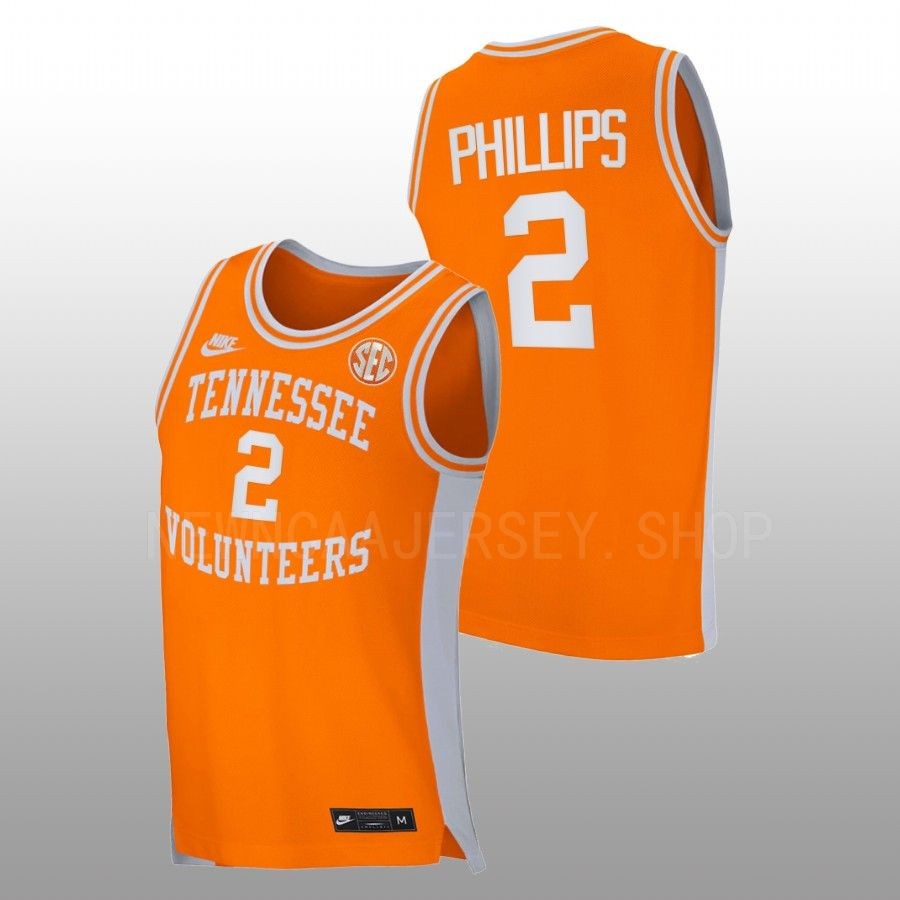 men tennessee volunteers julian phillips 2022 23 replica retro basketball orange jersey