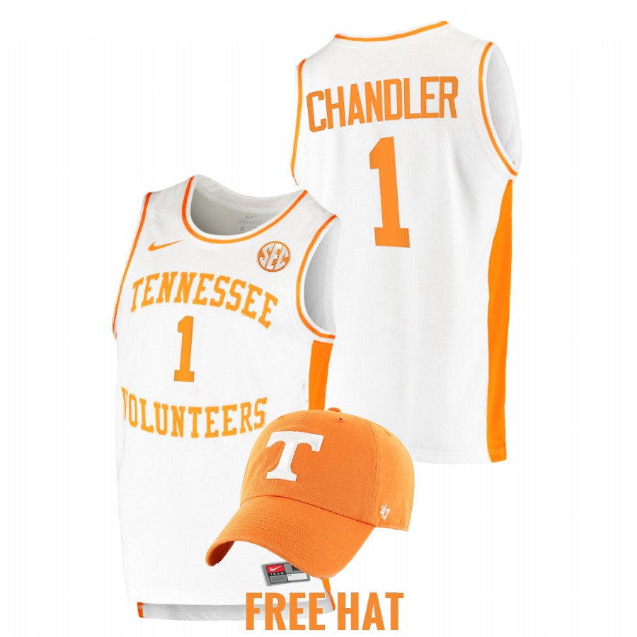 men tennessee volunteers kennedy chandler 2021 22 free hat college basketball white jersey