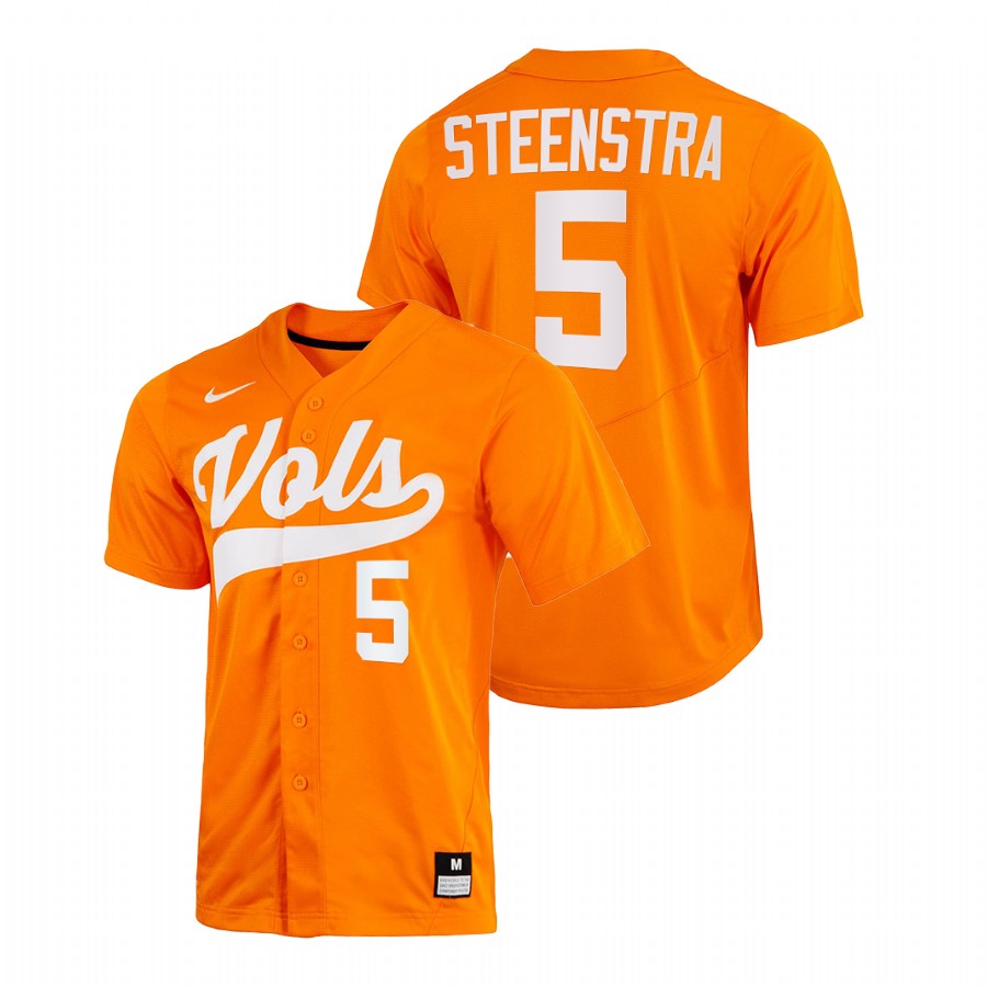 men tennessee volunteers logan steenstra orange 2022college baseball home jersey