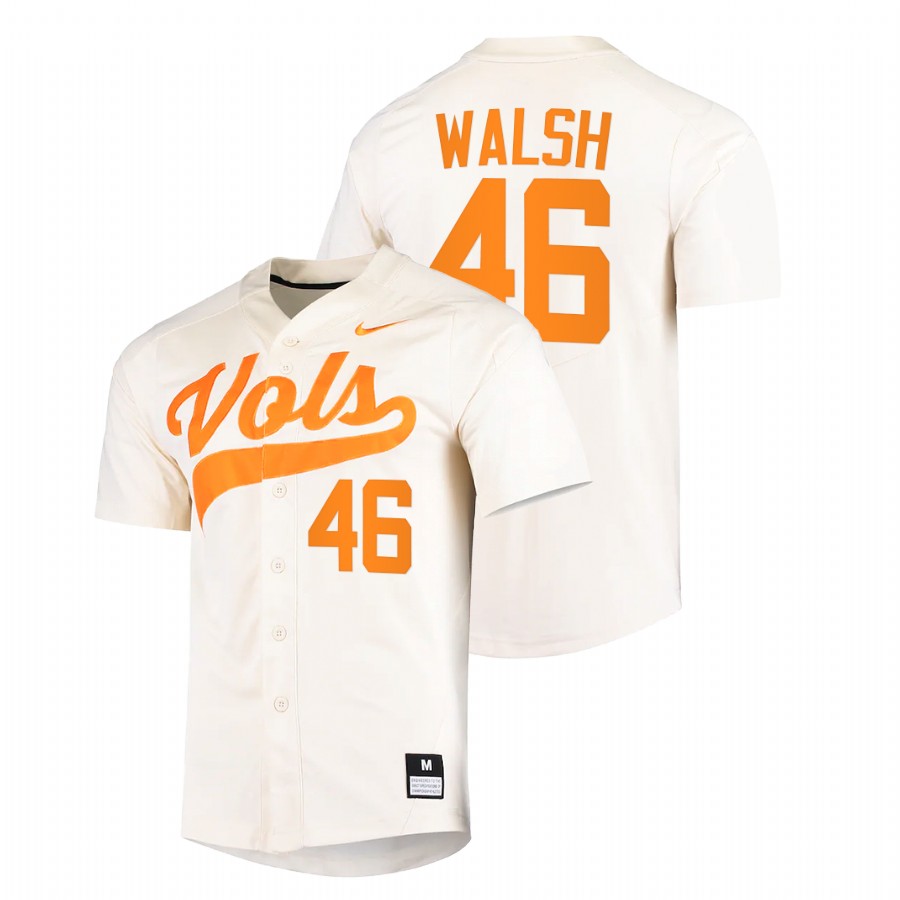 men tennessee volunteers redmond walsh white college baseball replica jersey