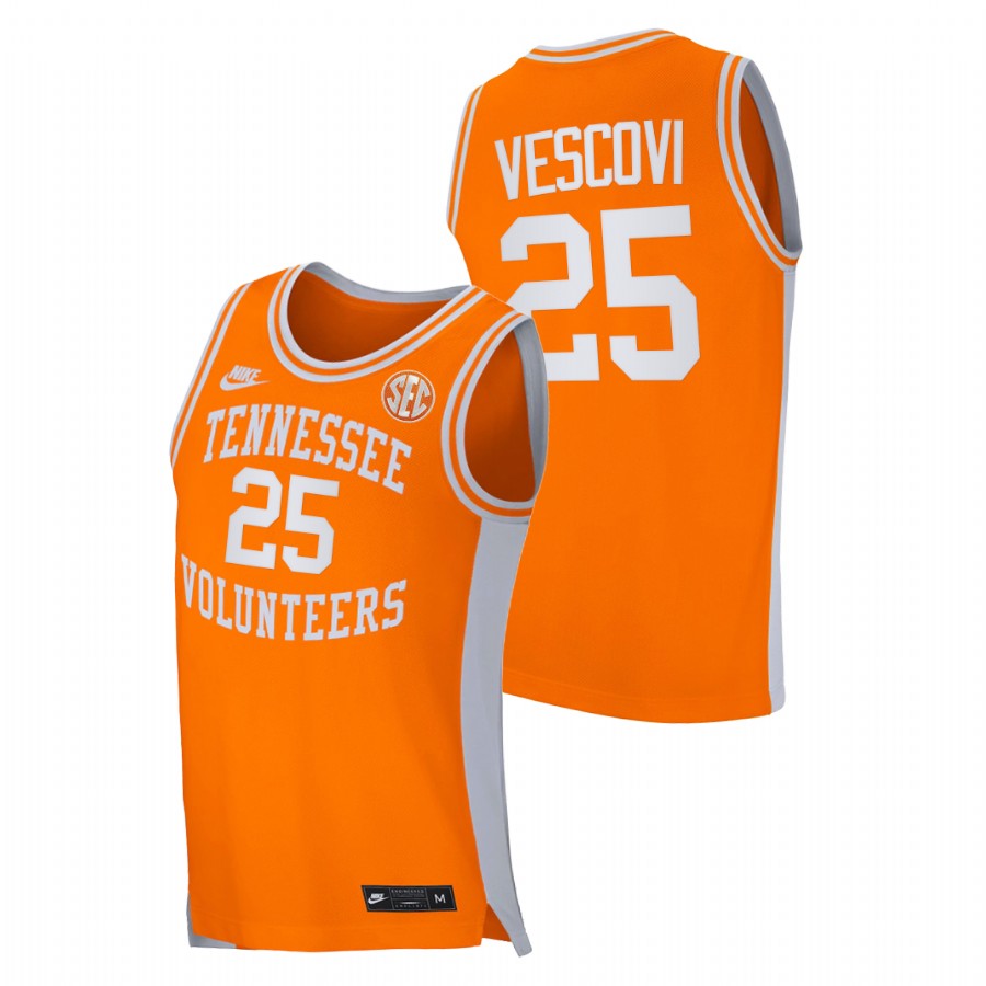 men tennessee volunteers santiago vescovi 2021 college basketball retro orange jersey