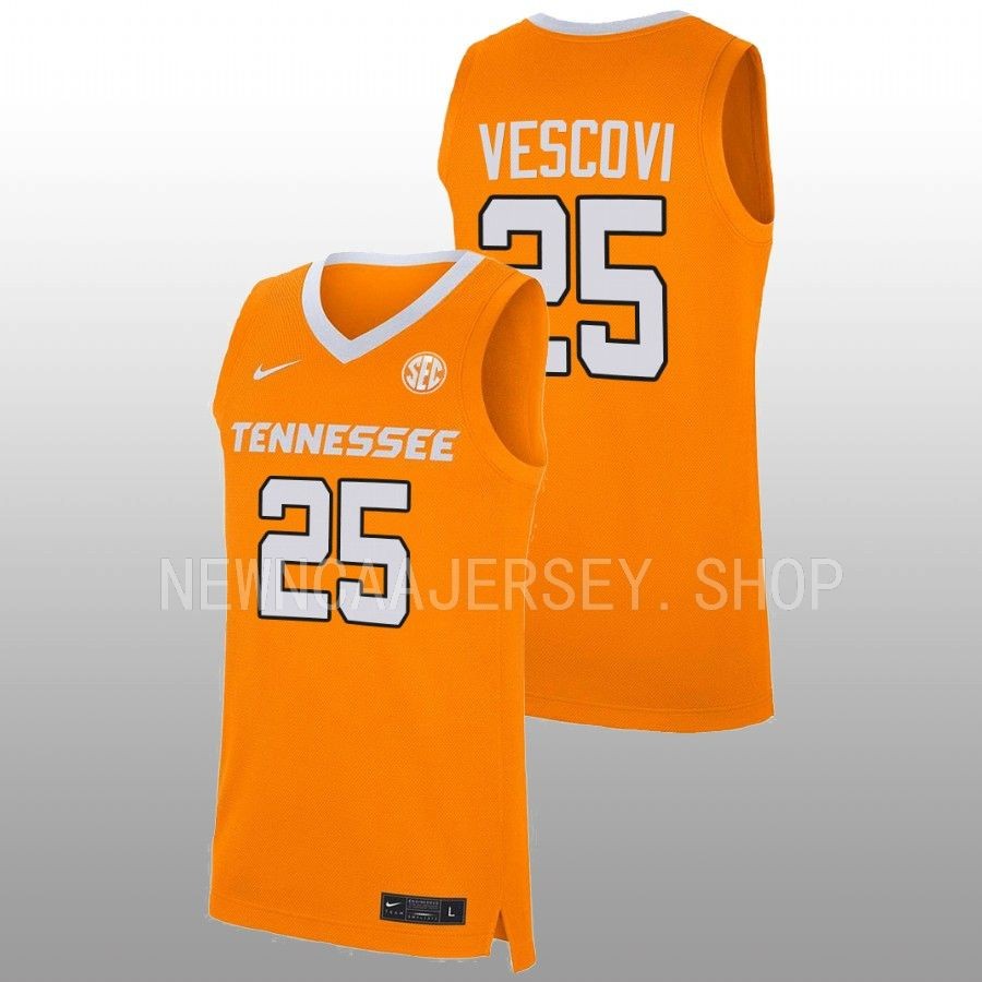 men tennessee volunteers santiago vescovi 2022 23 replica basketball orange jersey