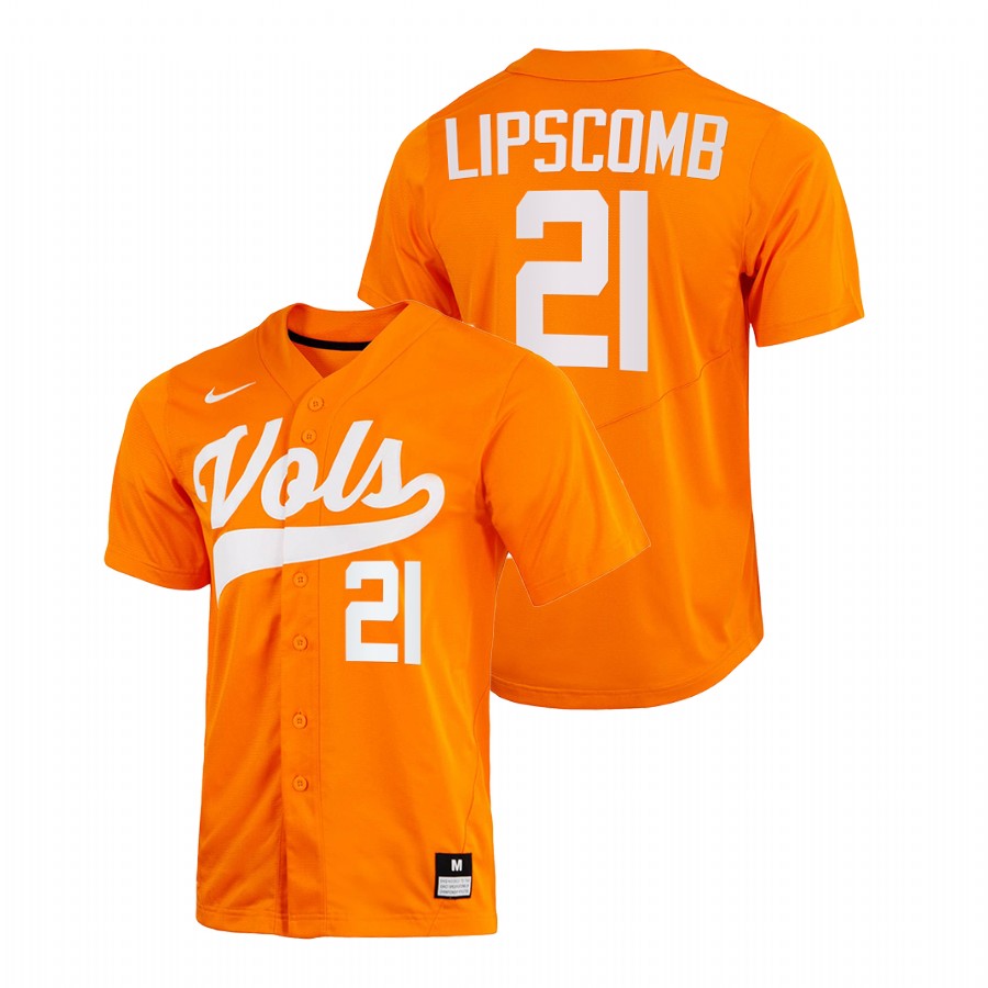men tennessee volunteers trey lipscomb orange 2022college baseball home jersey