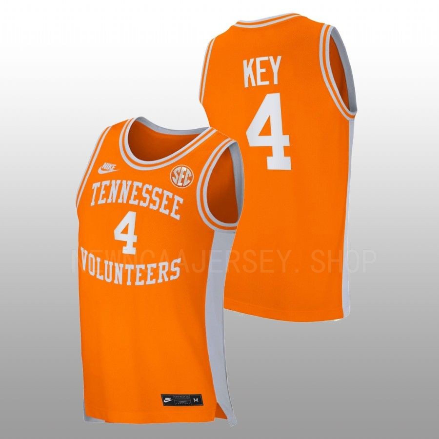 men tennessee volunteers tyreke key 2022 23 replica retro basketball orange jersey
