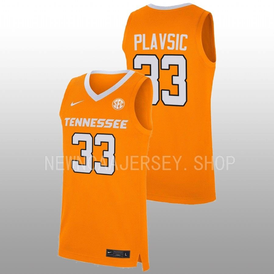 men tennessee volunteers uros plavsic 2022 23 replica basketball orange jersey