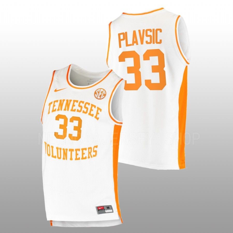 men tennessee volunteers uros plavsic 2022 23 replica college basketball white jersey