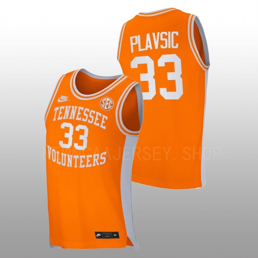 men tennessee volunteers uros plavsic 2022 23 replica retro basketball orange jersey