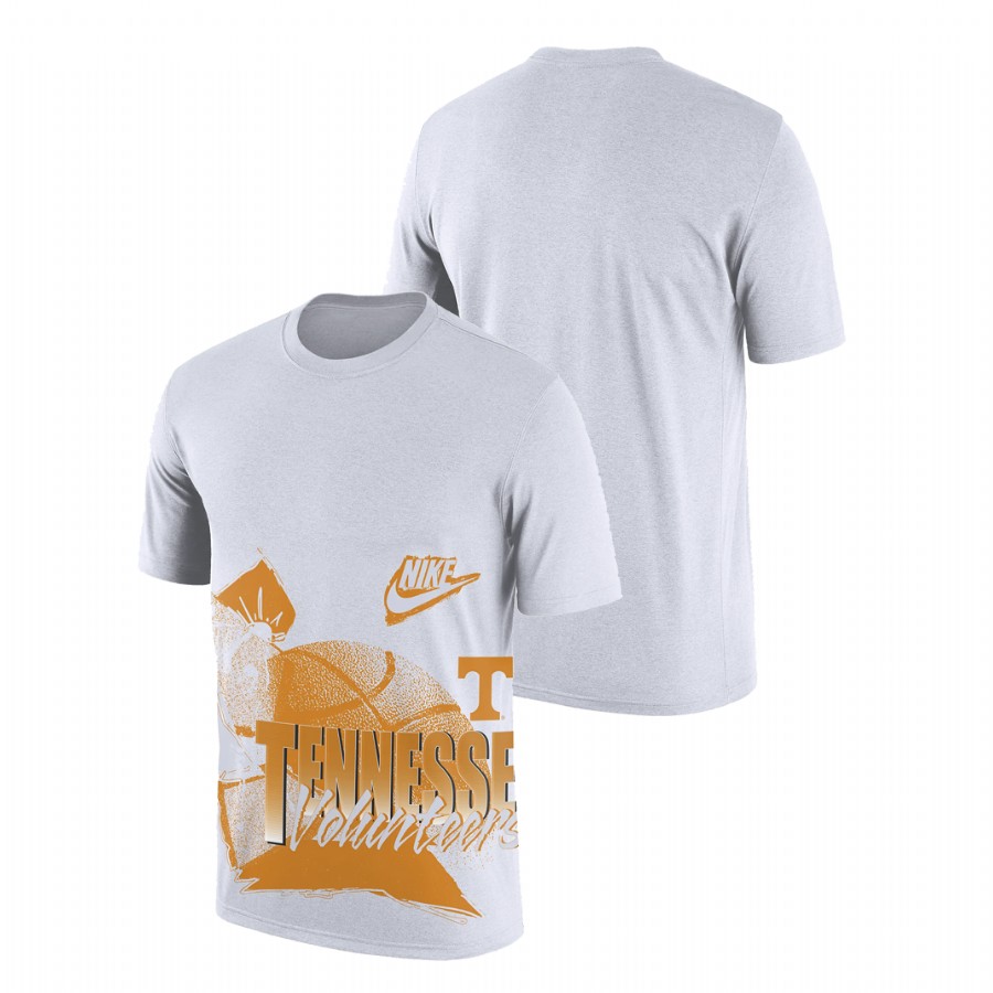 men tennessee volunteers white 90s style college basketball t shirt