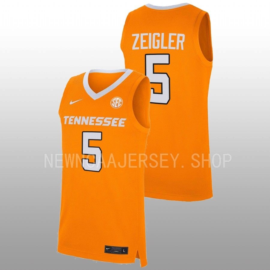 men tennessee volunteers zakai zeigler 2022 23 replica basketball orange jersey