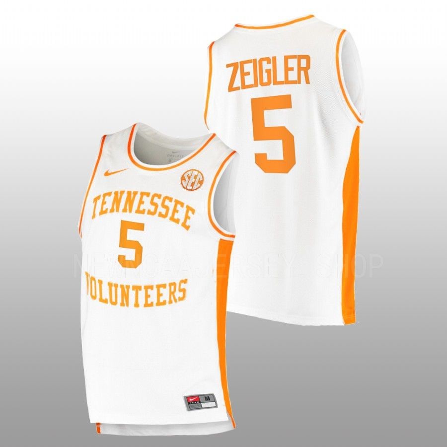 men tennessee volunteers zakai zeigler 2022 23 replica college basketball white jersey