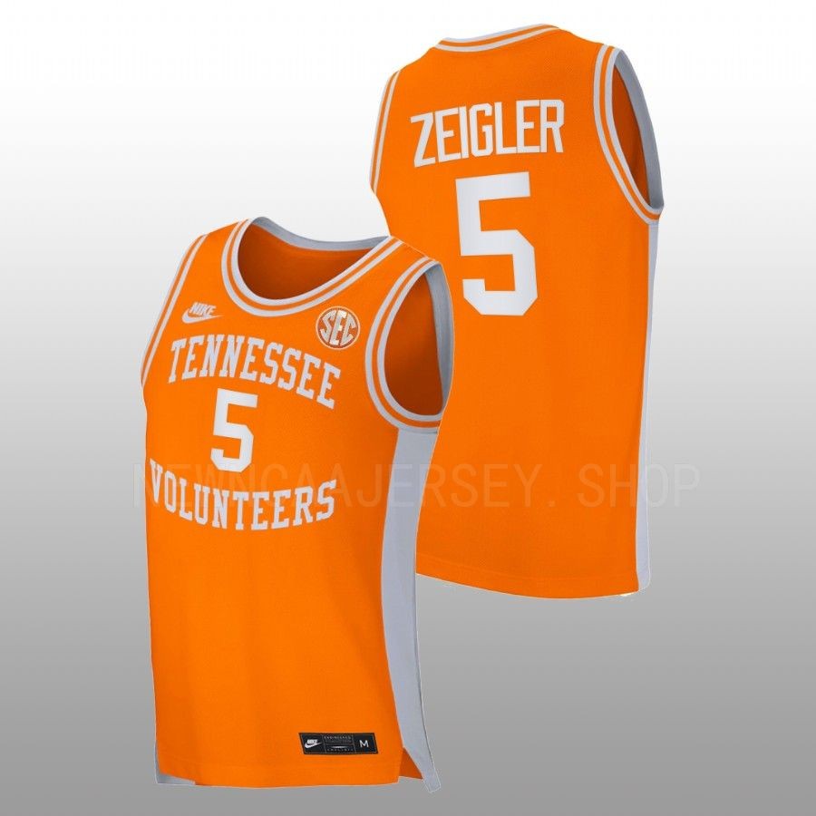 men tennessee volunteers zakai zeigler 2022 23 replica retro basketball orange jersey