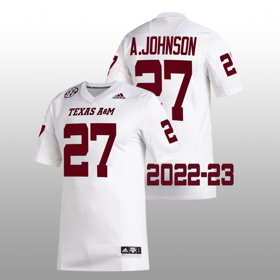 men texas a&m aggies antonio johnson 2022 23 college football white jersey