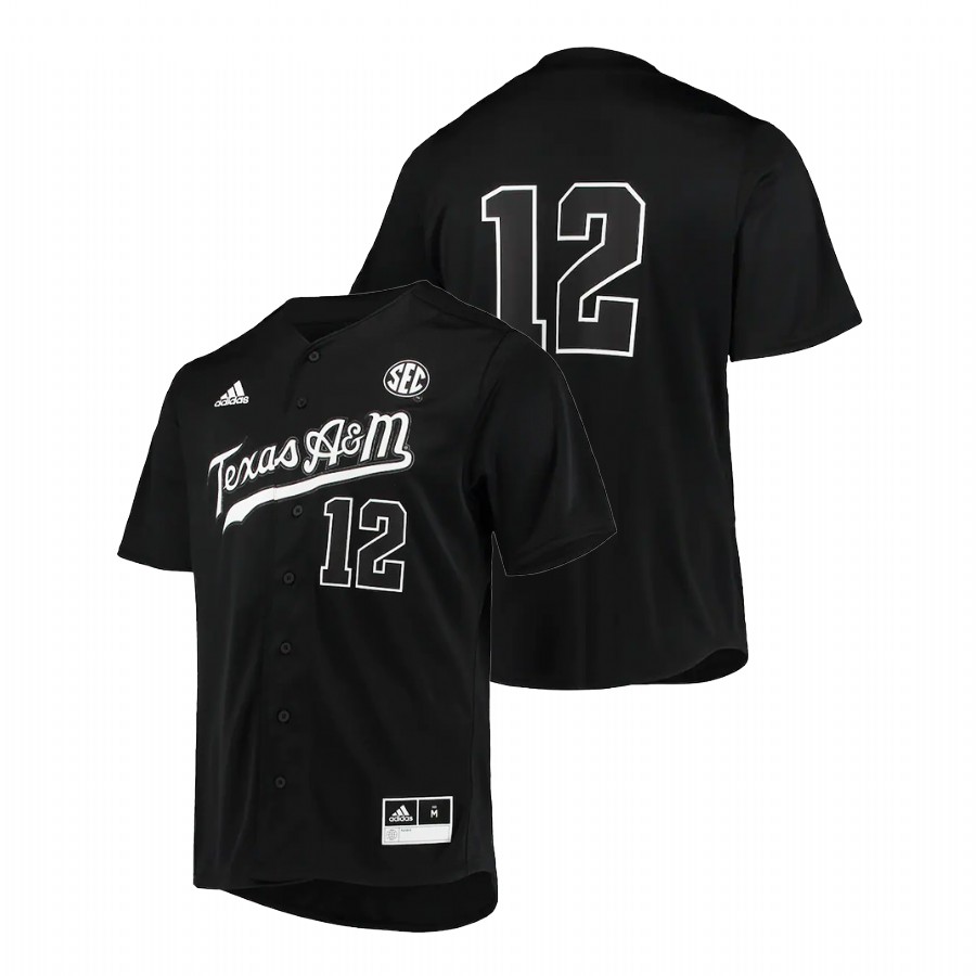 men texas a&m aggies black college baseball button up jersey