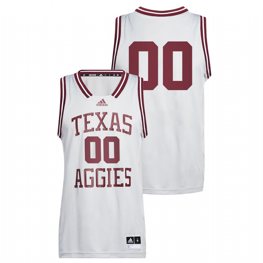 men texas a&m aggies custom 2022 college basketball reverse retro white jersey