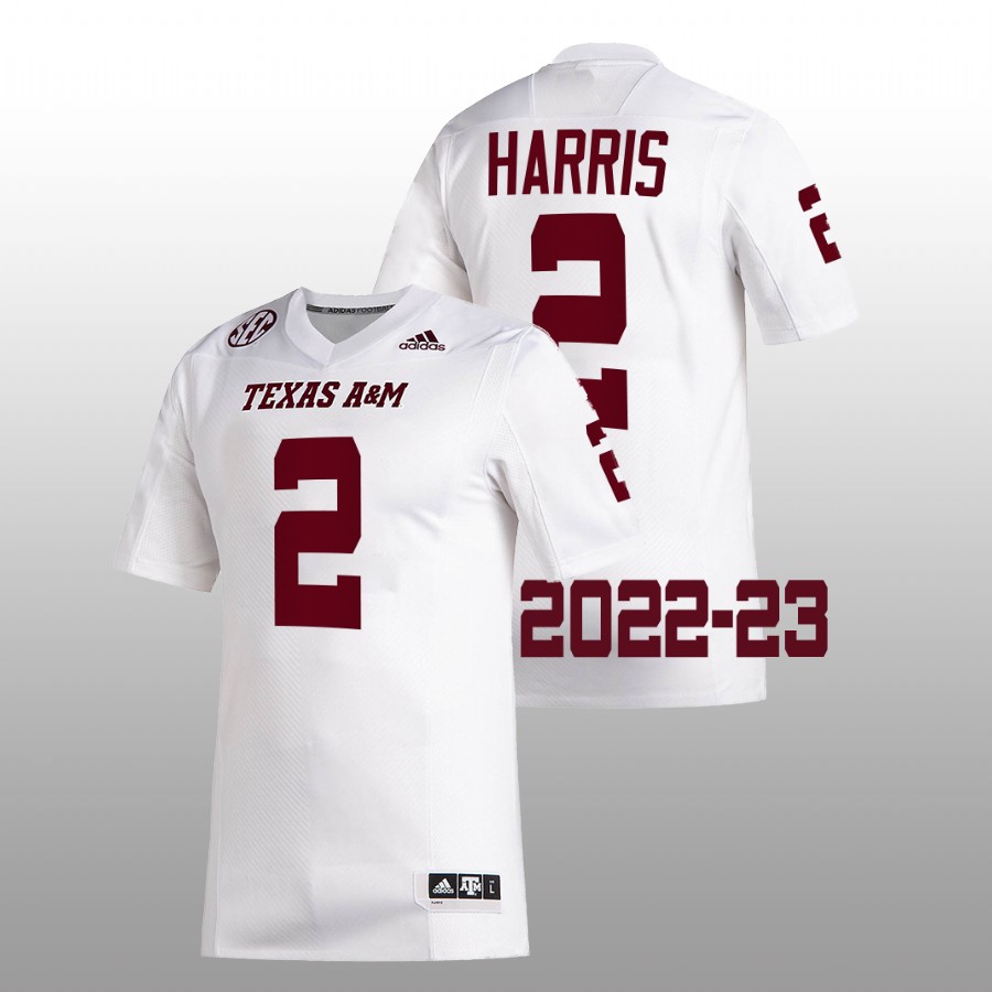 men texas a&m aggies denver harris 2022 23 college football white jersey