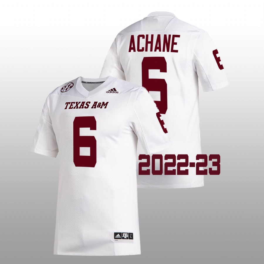 men texas a&m aggies devon achane 2022 23 college football white jersey