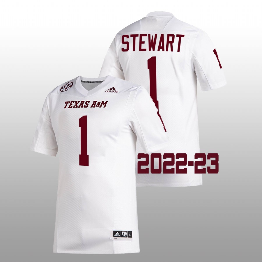 men texas a&m aggies evan stewart 2022 23 college football white jersey