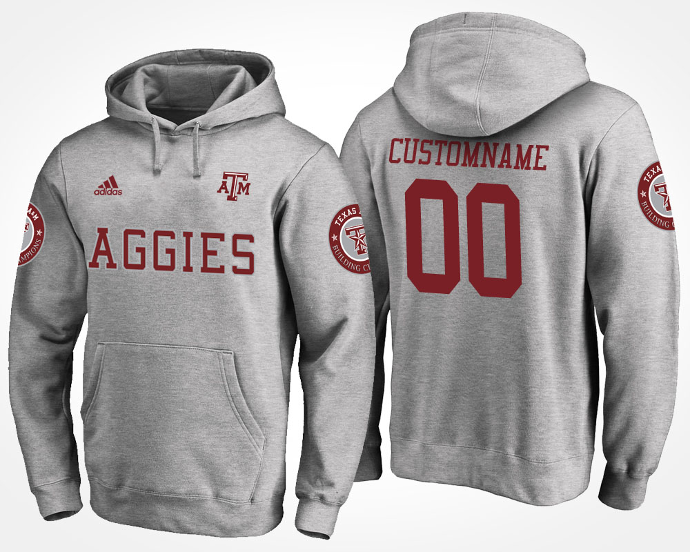 men texas a&m aggies gray custom name and number hoodie