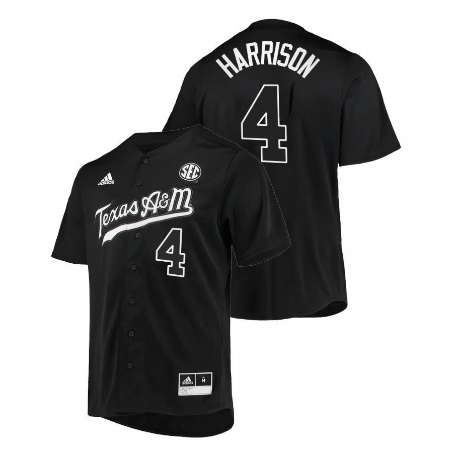 men texas a&m aggies kalae harrison black 2022college baseball button up jersey
