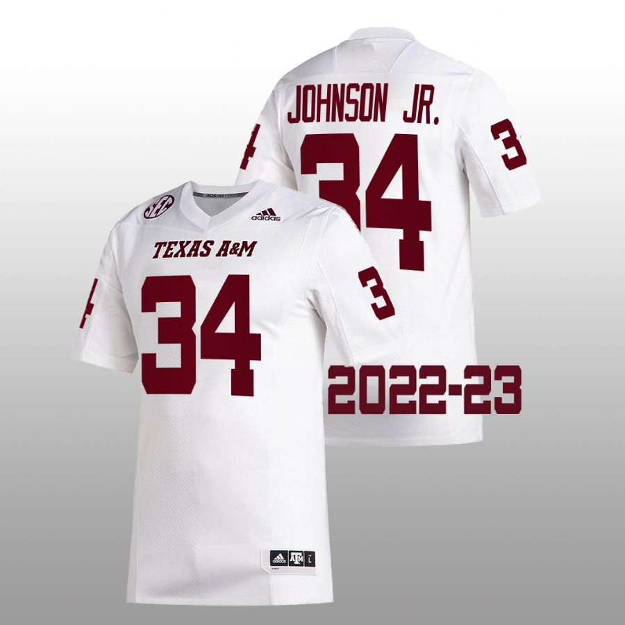 men texas a&m aggies l.j. johnson jr. 2022 23 college football white jersey