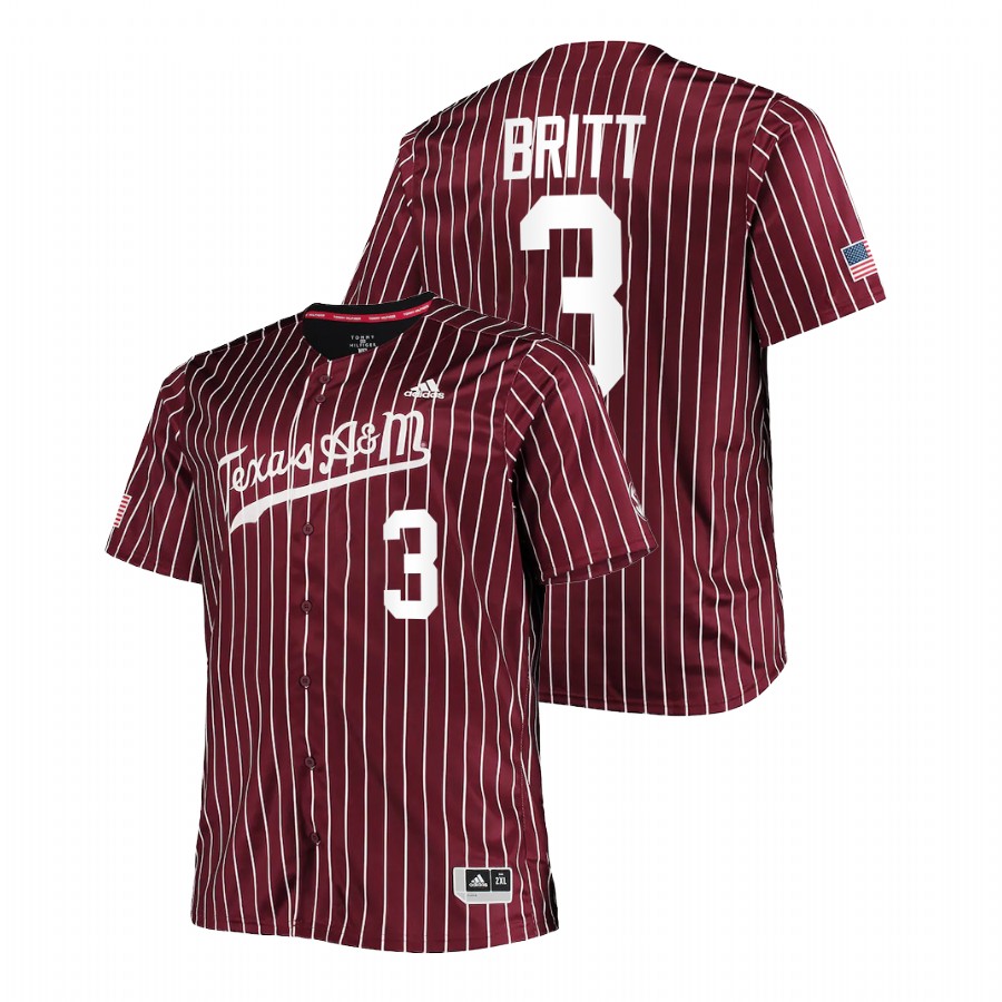 men texas a&m aggies logan britt maroon college baseball replica jersey