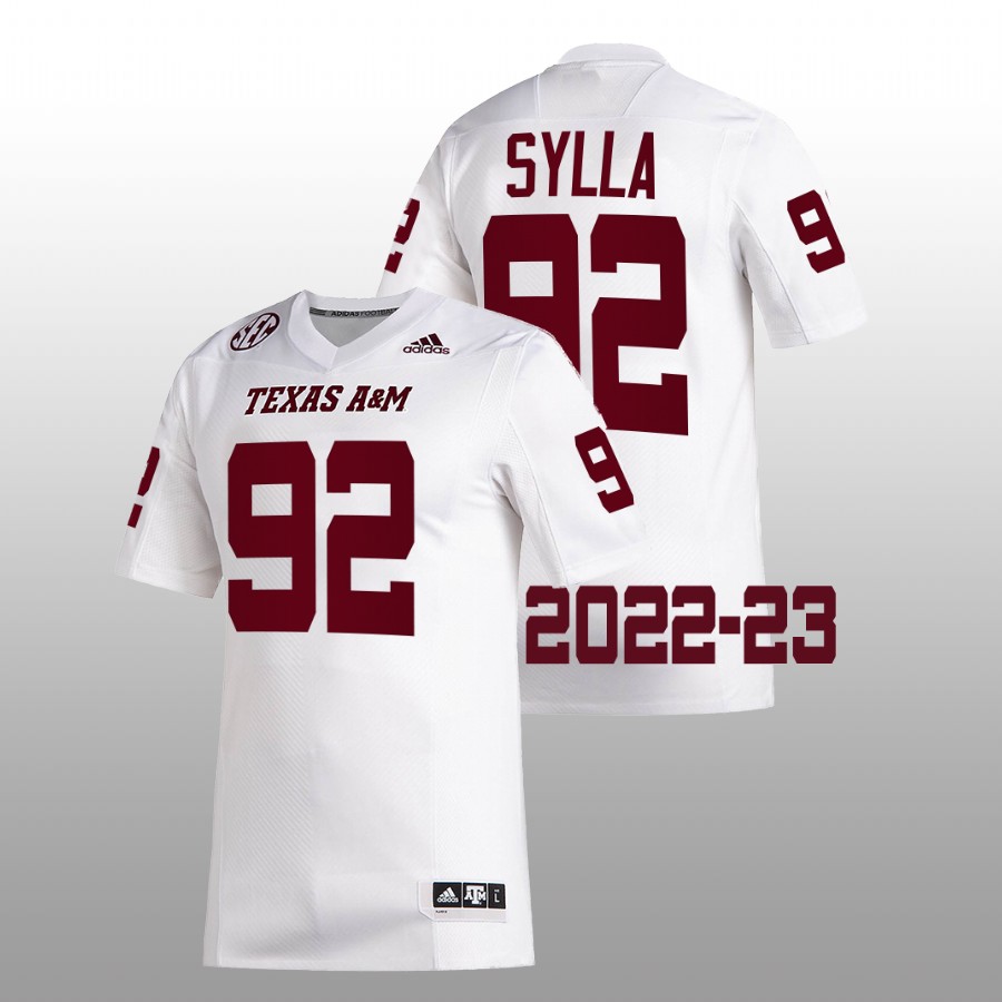 men texas a&m aggies malick sylla 2022 23 college football white jersey