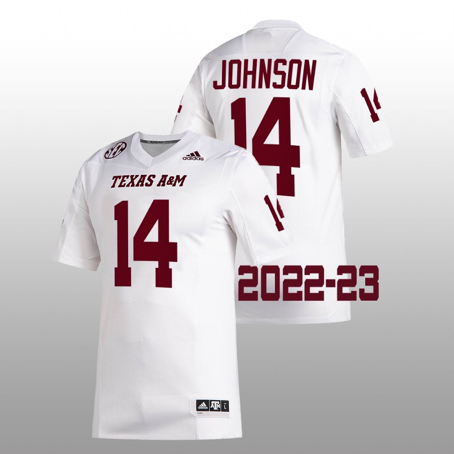 men texas a&m aggies max johnson 2022 23 college football white jersey