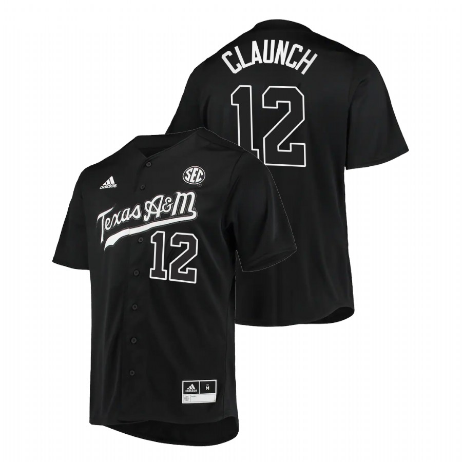 men texas a&m aggies troy claunch black 2022college baseball button up jersey