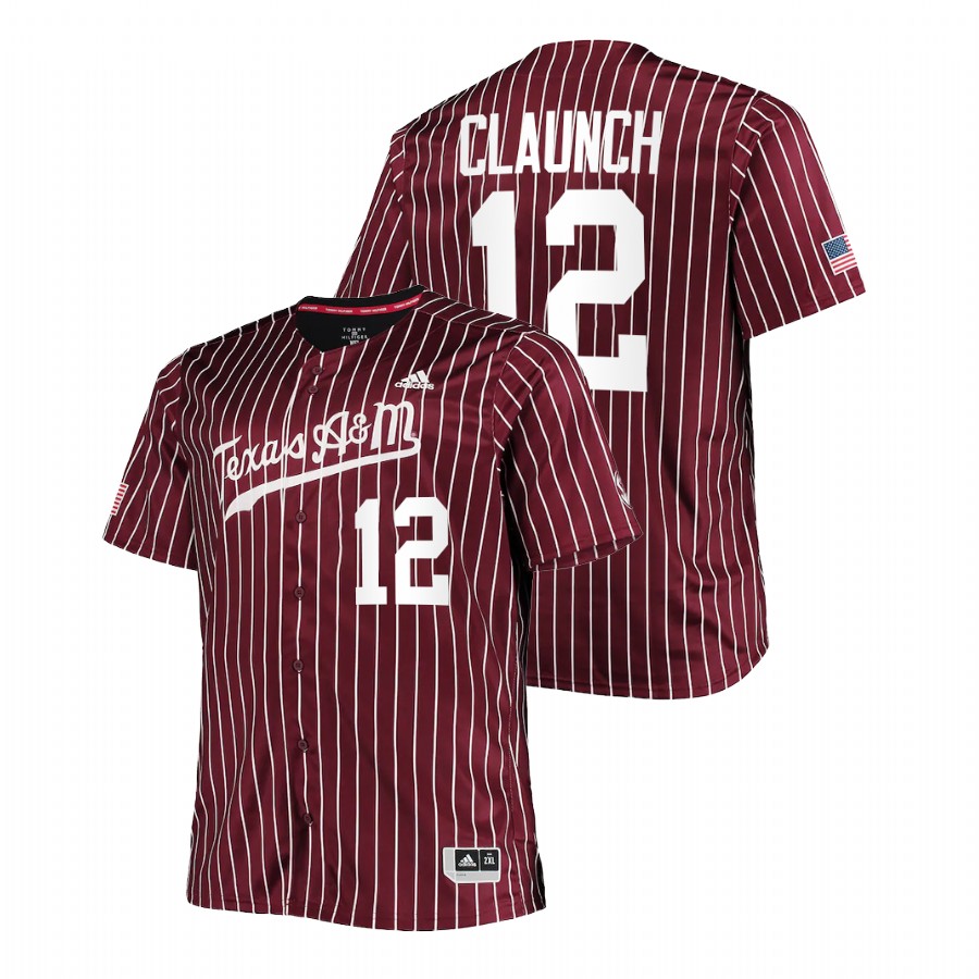 men texas a&m aggies troy claunch maroon college baseball replica jersey
