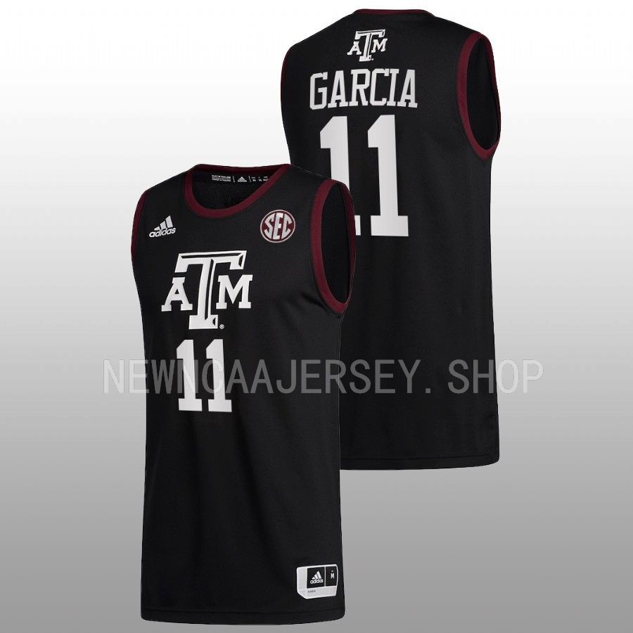 men texas am aggies andersson garcia 2022 23 college basketball black jersey