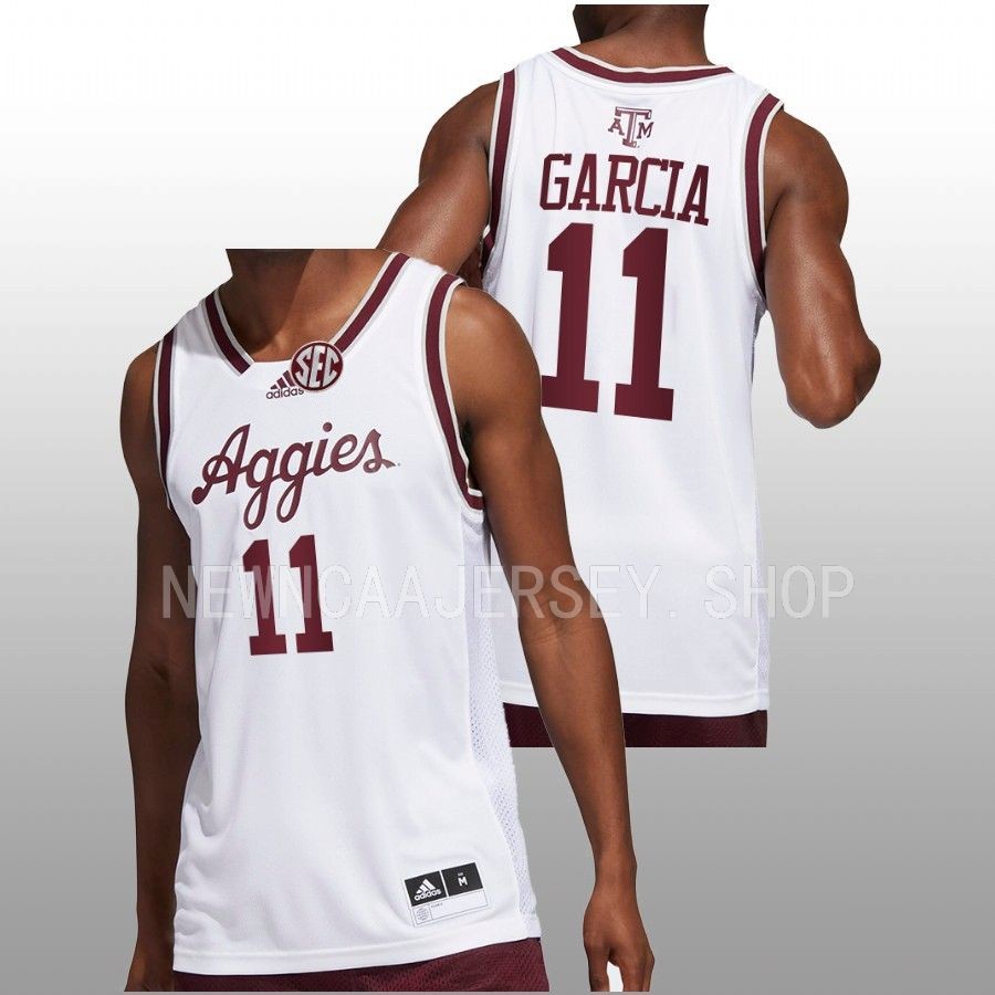 men texas am aggies andersson garcia 2022 23 college basketball white jersey