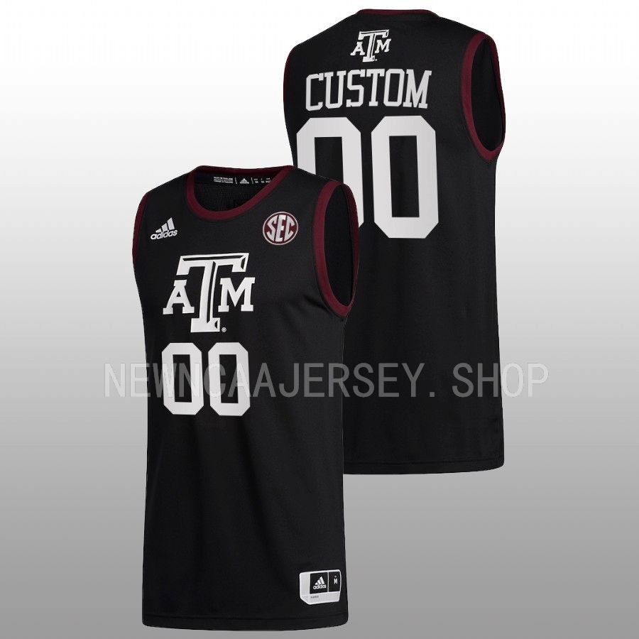 men texas am aggies custom 2022 23 college basketball black jersey