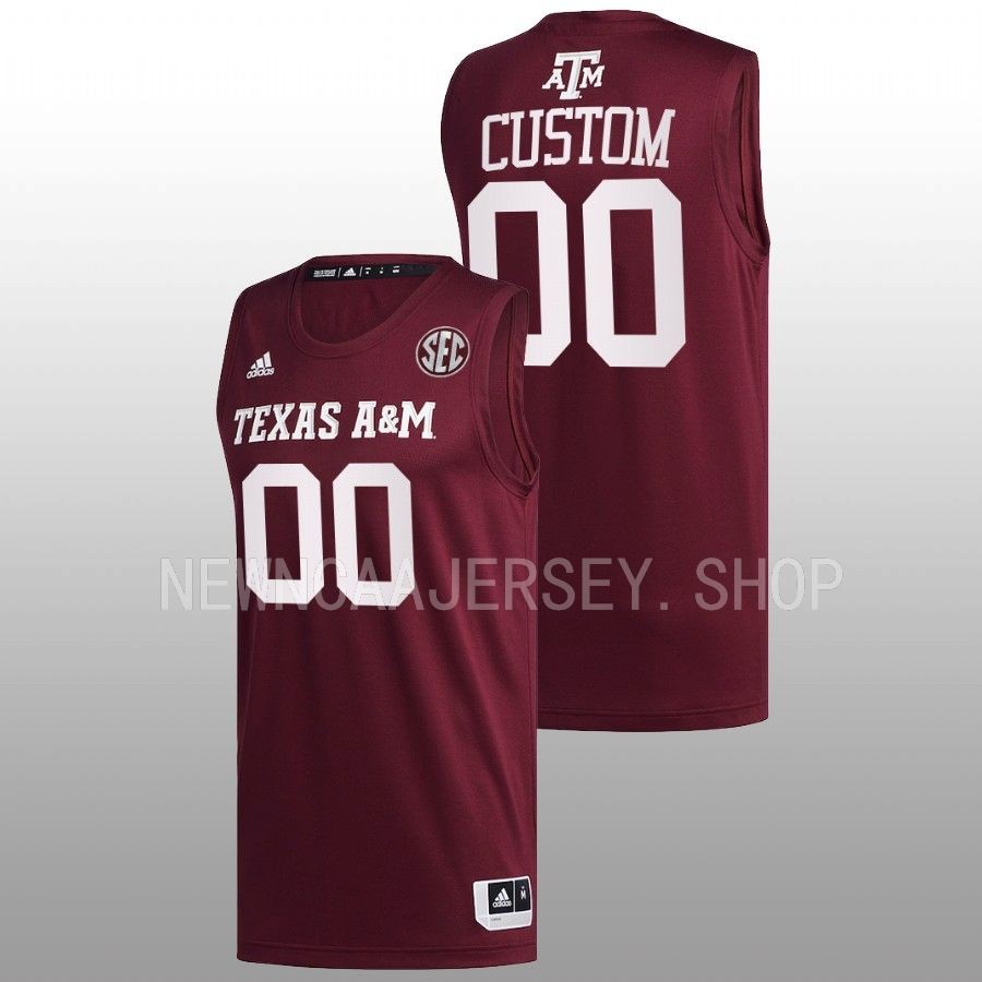 men texas am aggies custom 2022 23 college basketball maroon jersey