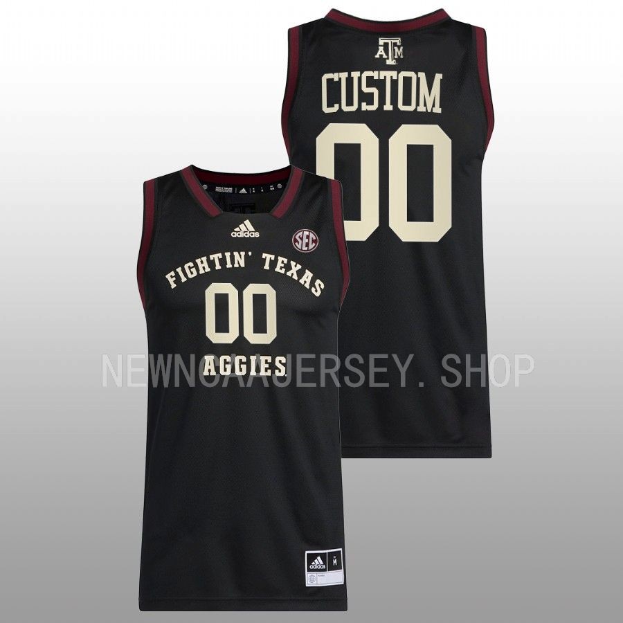 men texas am aggies custom 2022 23 swingman basketball black jersey