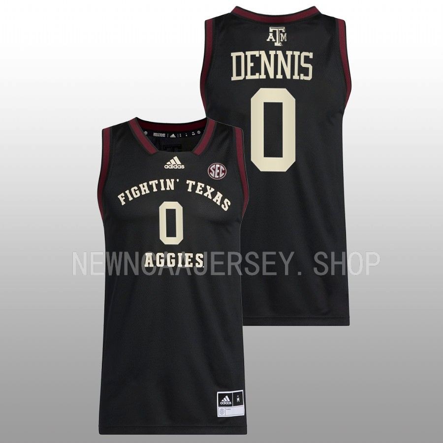 men texas am aggies dexter dennis 2022 23 swingman basketball black jersey