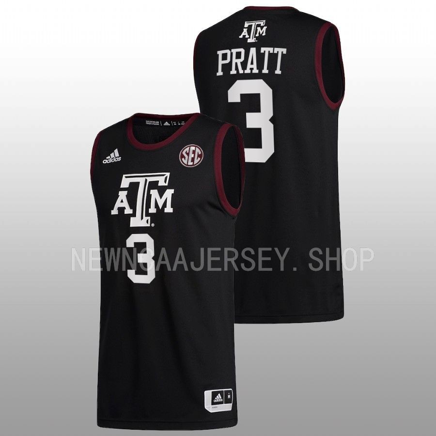 men texas am aggies erik pratt 2022 23 college basketball black jersey